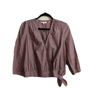 Madewell Women’s Gingham Red/White Wrap Top Size Medium